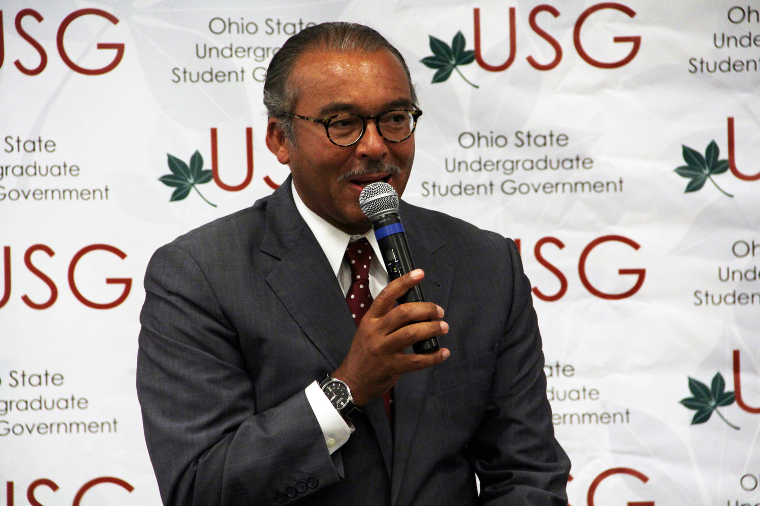 Columbus Mayor Michael Coleman speaks at a USG General Assembly meeting Oct. 1 at Ohio Union about the Columbus Education Plan. Credit: Ritika Shah / Asst. photo editor