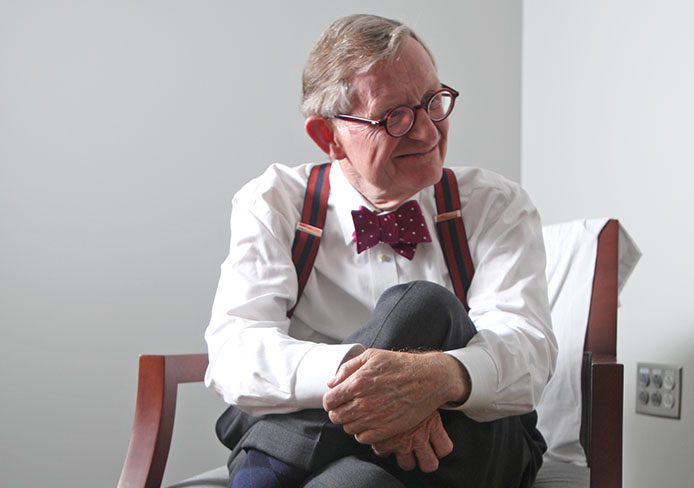 OSU President Emeritus E. Gordon Gee during an interview with The Lantern Oct. 21. Credit: Shelby Lum / Photo editor