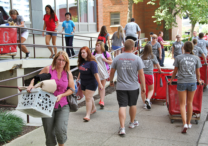 OSU students move into dorms. Before some international students move in, they attend a pre-departure orientation in China to teach future students and their families about college life. Credit: Lantern file photo