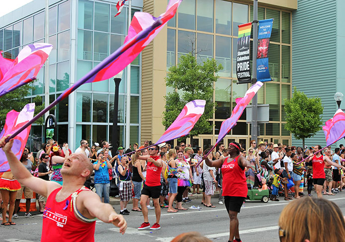 Participants march in the Stonewall Columbus Pride Festival June 22 on High Street. Credit: Shelby Lum / Photo editor