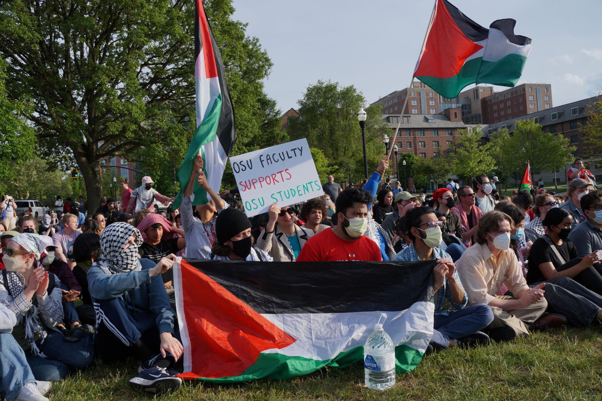 Scenes from Wednesday's pro-Palestinian protest on the South Oval, which encompassed around 600 people at its peak and saw zero arrests. Credit: Sebastian Petrou Griffith