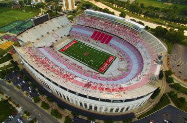 Aerial shot of an empty Ohio Stadium