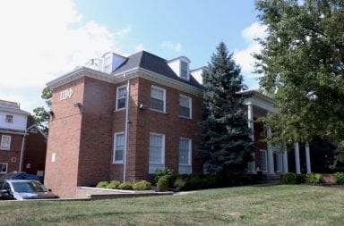 front of Pi Beta Phi Fraternity of Women House