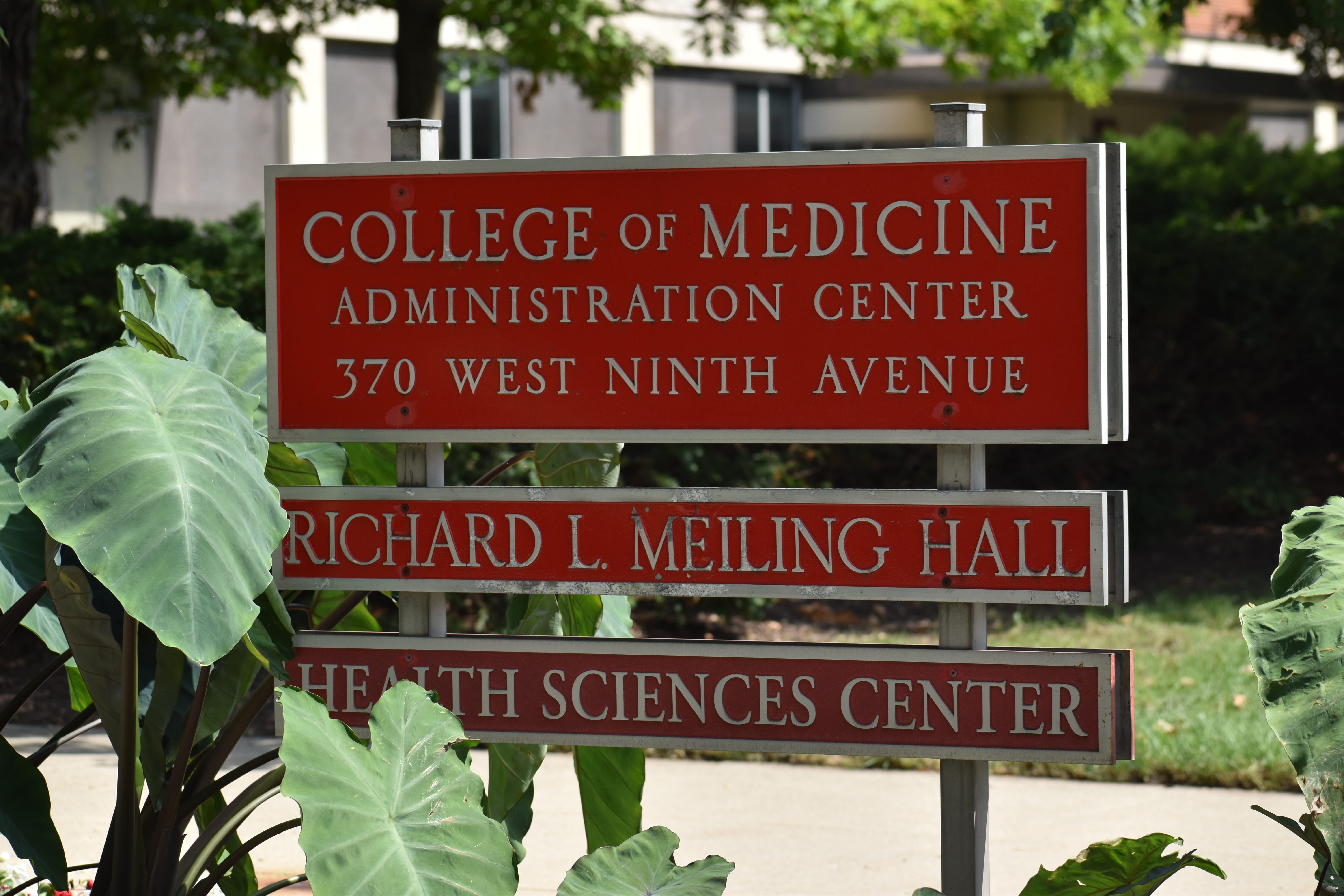 Ohio State's college of medicine sign