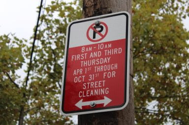 the parking restriction sign
