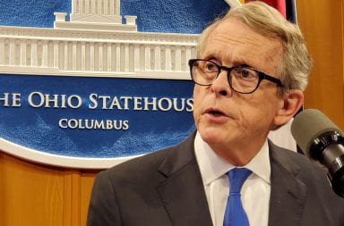 Mike Dewine in a conference