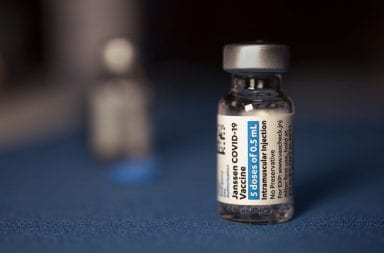 the Johnson and Johnson Janssen vaccine vile