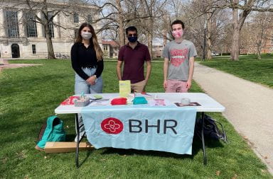 The Harm reduction week booth on the oval