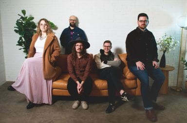 (left to right) Leanna Buker, Joseph Spurlock, Dave Buker, Daniel Ita and Brogan Reilly, the five members of Dave Buker and the Historians. The band's newest album, "Heirlooms," comes out June 2 and was made possible by a Greater Columbus Arts Council grant. Credit: Tiera Suggs
