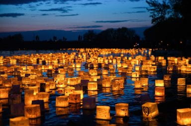 A lantern launch from a previous Water Lantern Festival. Credit: Courtesy of Water Lantern Festival