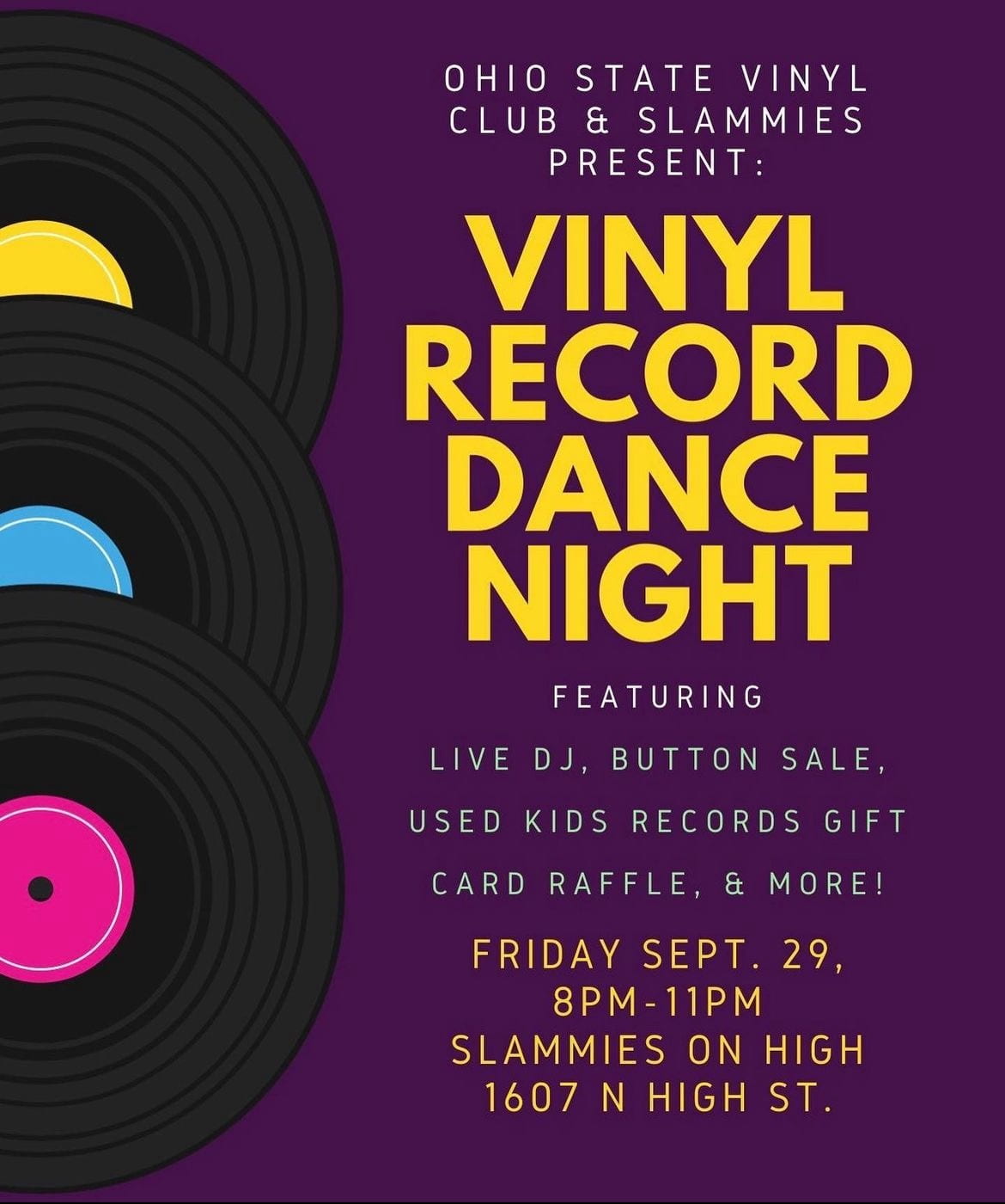 Ohio State's Vinyl Club is teaming up with Slammies on High bar and restaurant to host a vinyl record dance night Friday. Credit: Megan Durbin