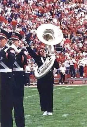 Wendy Reeves dots the ‘I’ for the first time at the Ohio State football game against Illinois Oct. 10, 1992. Credit: Courtesy of Wendy Reeves