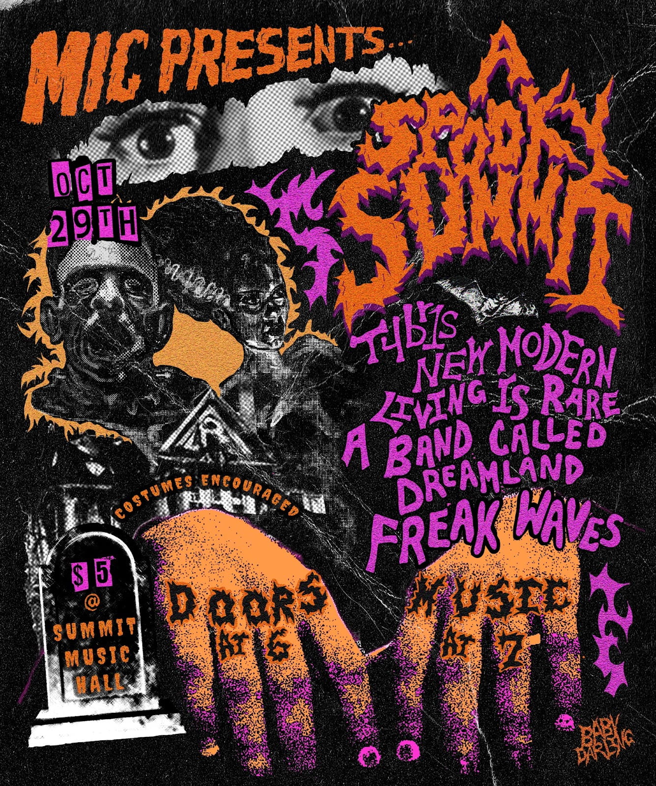 The promotional poster for "A Spooky Summit," a concert that will be hosted by Music Industry Club at Summit Music Hall Sunday. Credit: Courtesy of Music Industry Club