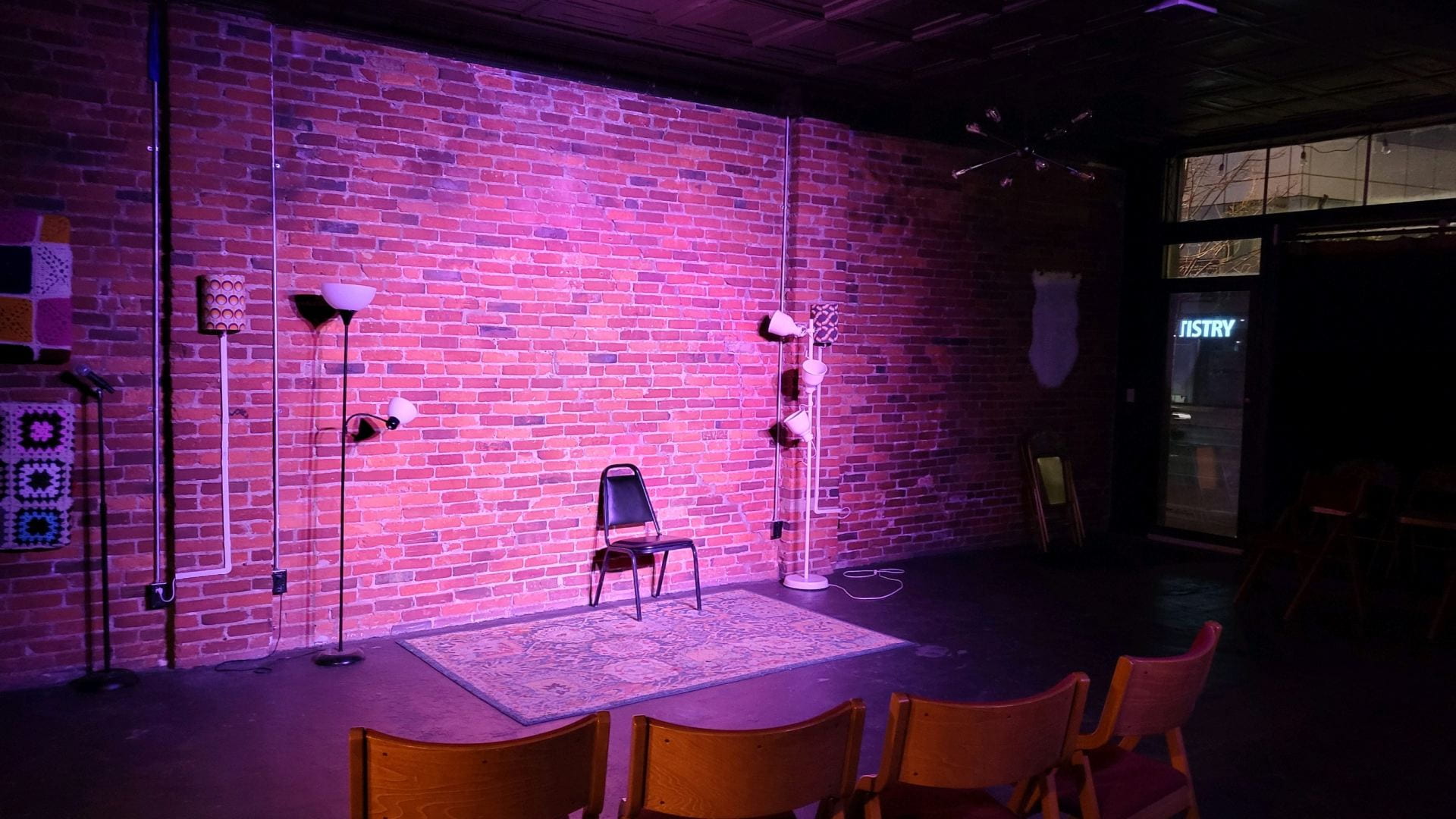 The stage is set for Hashtag Comedy Company to officially welcome visitors to their new studio located at 1253 N. High St. Credit: The Hashtag Comedy Company