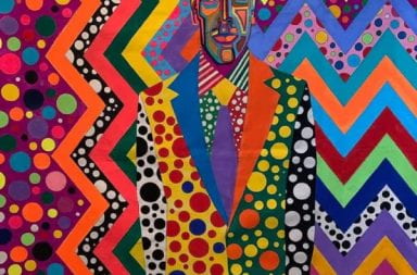 Artist James Terrell's acrylic painting (above) is included in his collection titled "Collide of Scope." His art works, which promote positivity through bright colors and vulnerable storytelling, will be on view at the Cultural Arts Center starting Friday. Credit: James Terrell