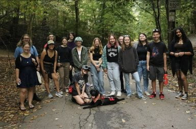 Ohio State's Paranormal Club took a field trip to the allegedly haunted Walhalla Road in September. Credit: Darienne Purtz
