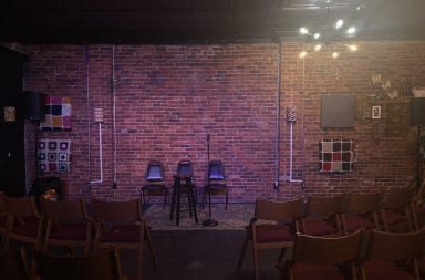 The Hashtag Comedy Co. stage is set for a weekend of improvisational comedy and audiences before "Saturdays with ROT" begin Feb. 3 Credit: Avery Caudill | Lantern Reporter