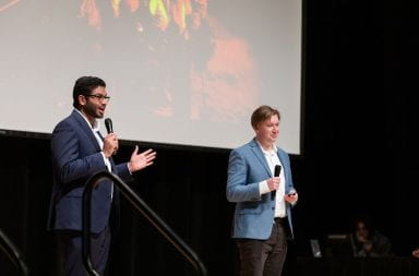 Co-founders of ParaWave Adithya Ramaswami (left) and Jack Murray (right) are developing drone technology tools to aid first responders. Credit: Courtesy of Adithya Ramaswami