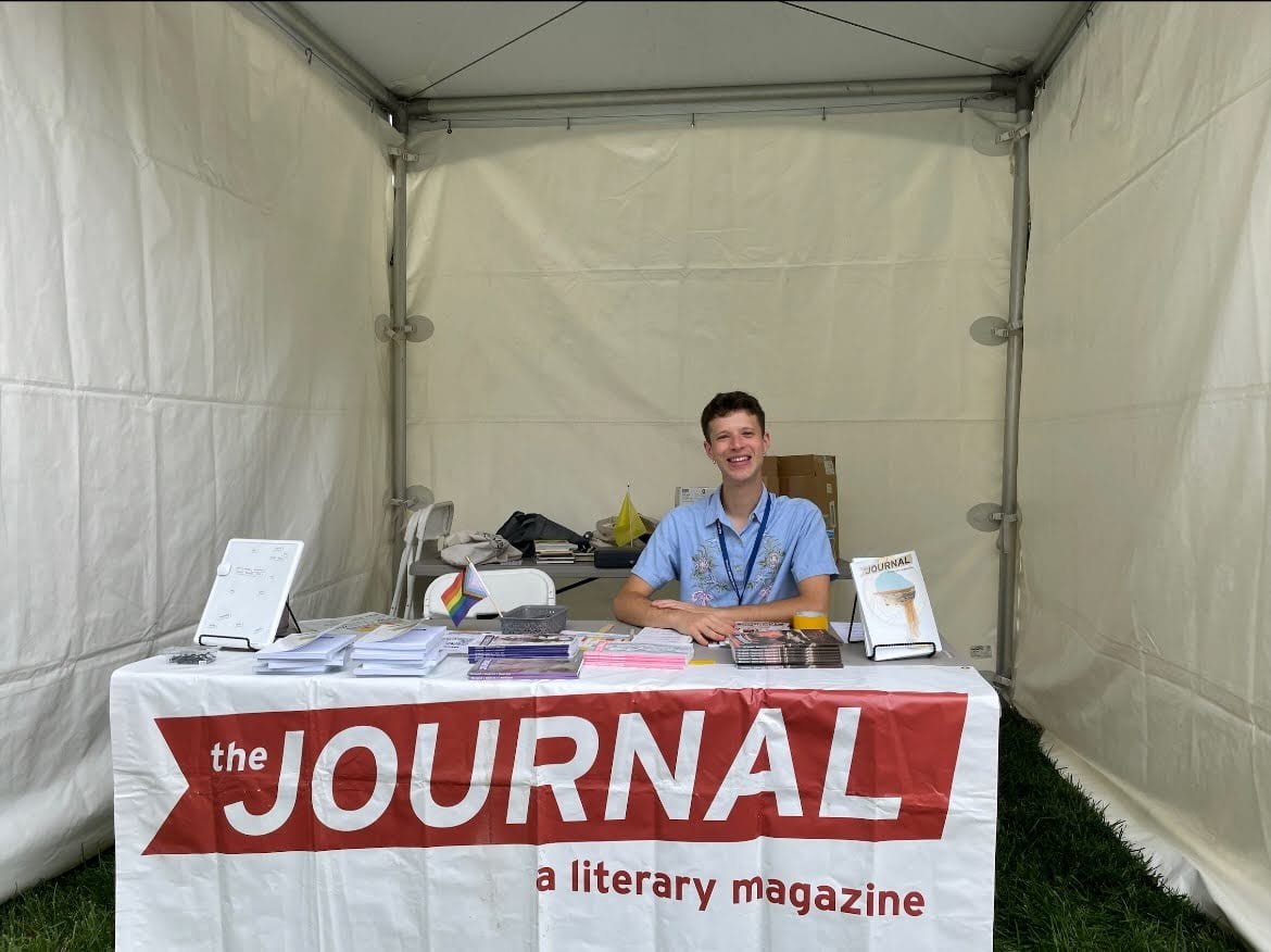 The Journal’s managing editor, Isaiah Back-Gaal, at the Columbus Book Festival in July 2023. Credit: Courtesy of Isaiah Back-Gaal