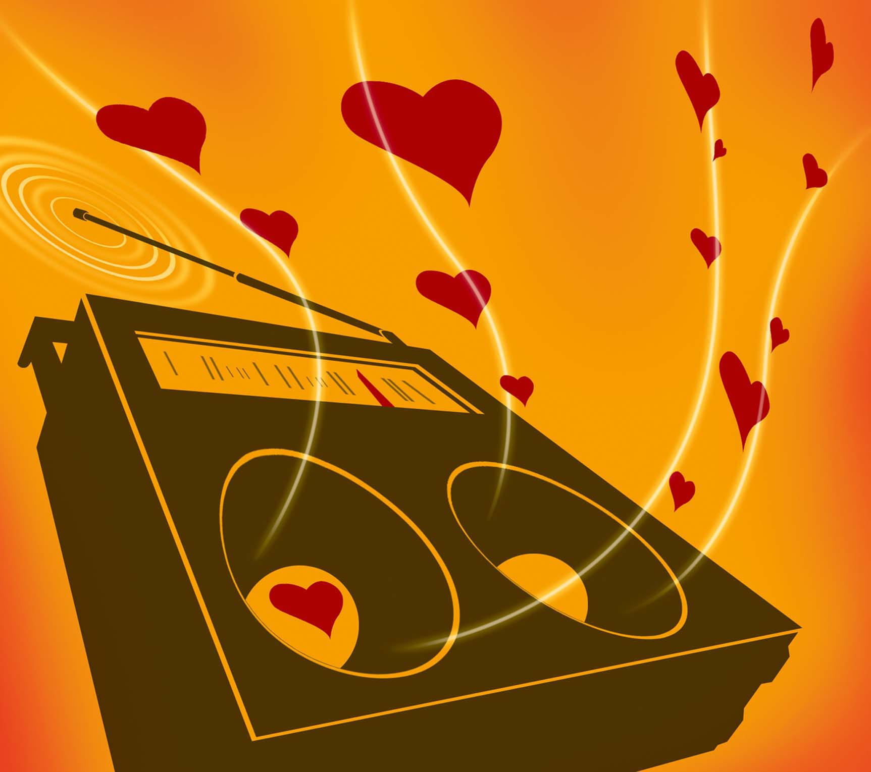 A selection of songs to curate the perfect playlist for any and all Valentine's Day occasions. Credit: San Jose Mercury News 2007 [Original caption: 300 dpi Daymond Gascon color illustration of red hearts emitting from radio.]
