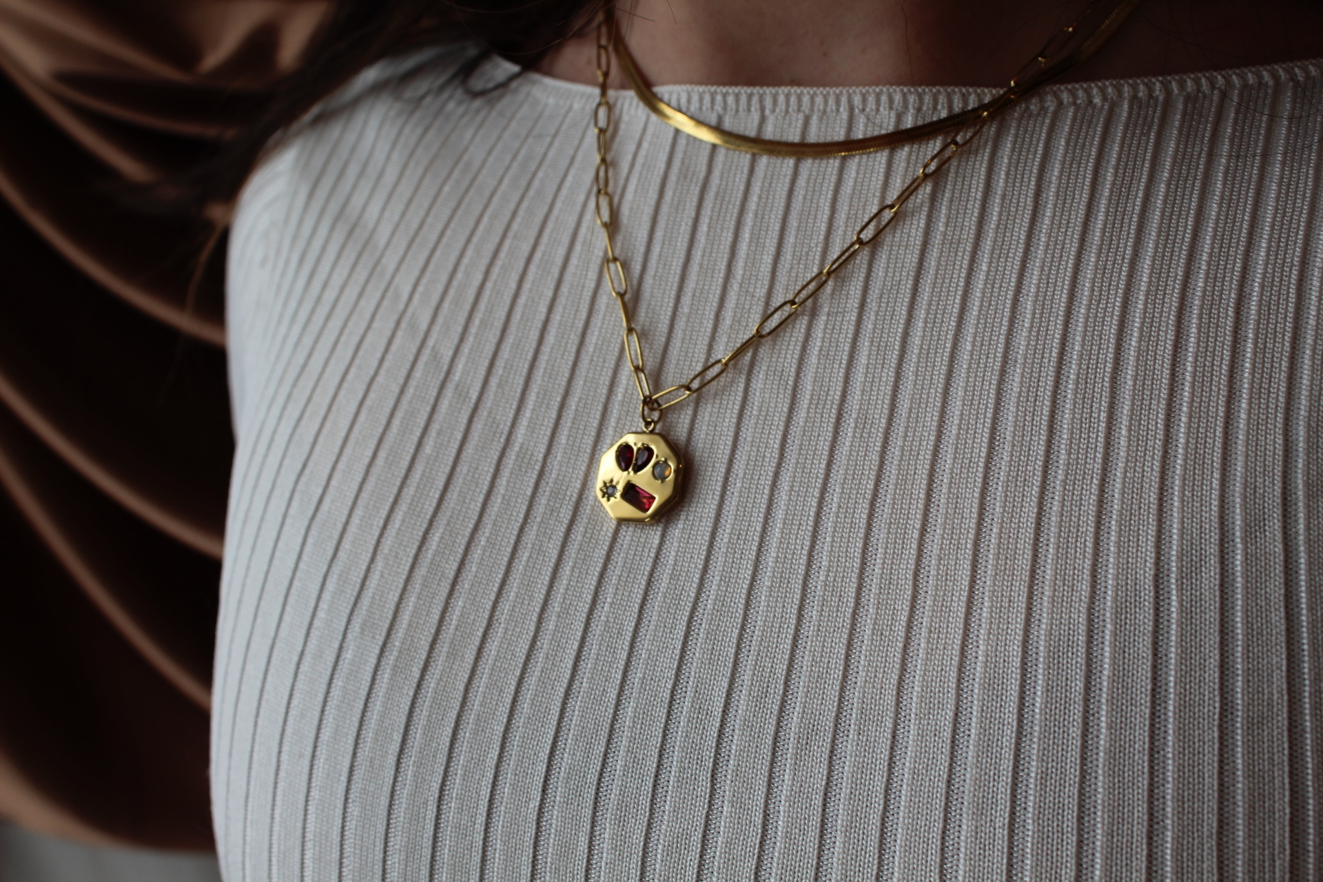 Millie The Label, a jewelry business owned by Ohio State student Natalie Milligan, recently put out its Valentine's Day campaign, titled "To The One I Love," in which the above necklace was featured. Credit: Courtesy of Ellie Erich 