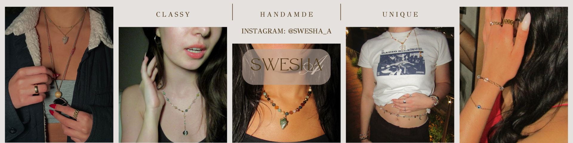 Some of SweshaA's jewelry products, which can be viewed on the business' Etsy page. Credit: Swesha Arora