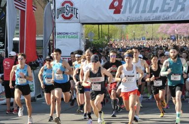 Previous participants of The Ohio State 4 Miler begin their journey to the Ohio Stadium's 50-yard line. Credit: M3S Sports