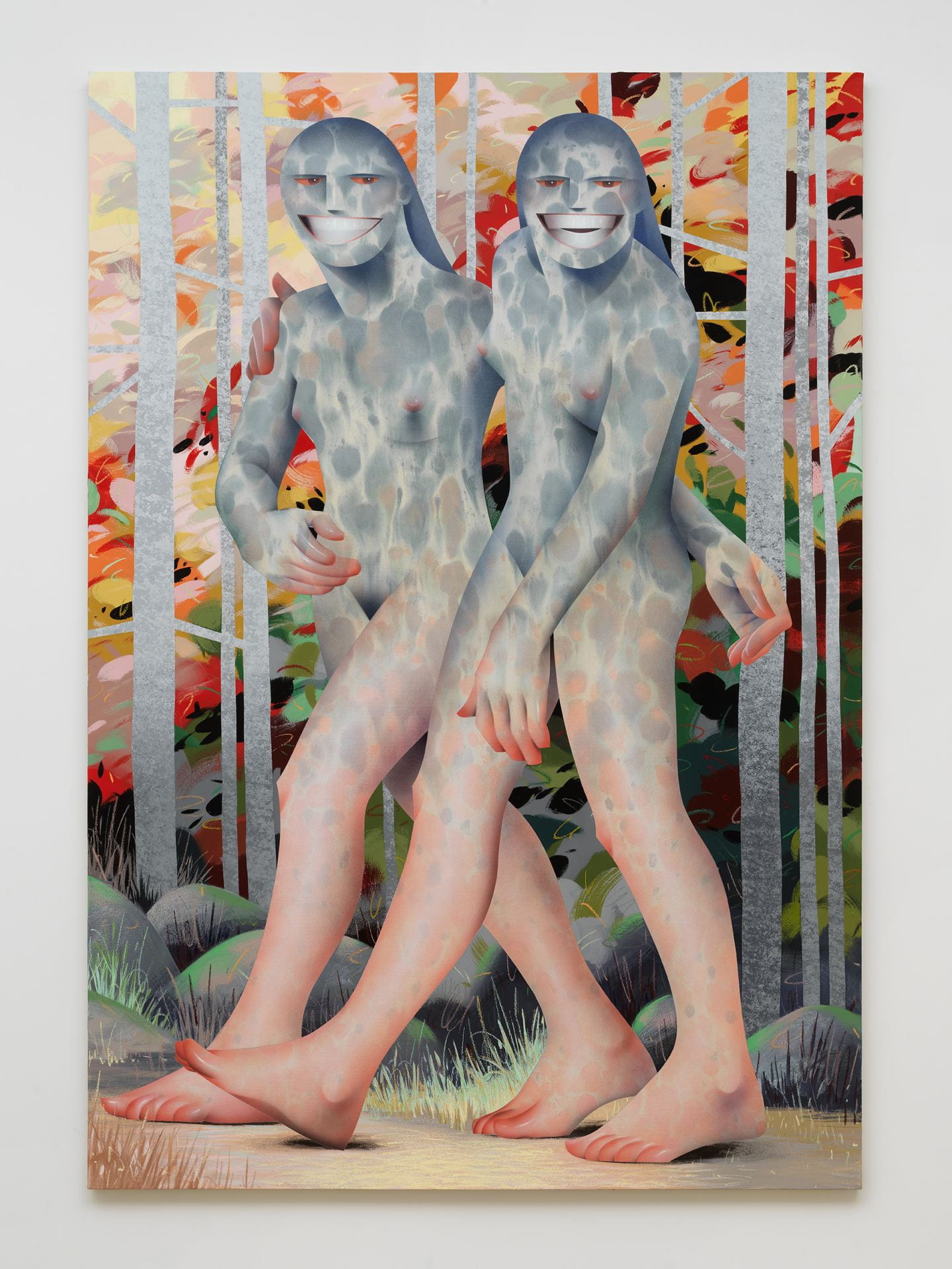 One of Robin F. William's works, titled "Bechdel Yetis," was created using oil, acrylic and Flashe on canvas. Collection of Sam &amp; Shanit Schwartz. Courtesy of the artist and P.P.O.W, New York. Credit: Dario Lasagni