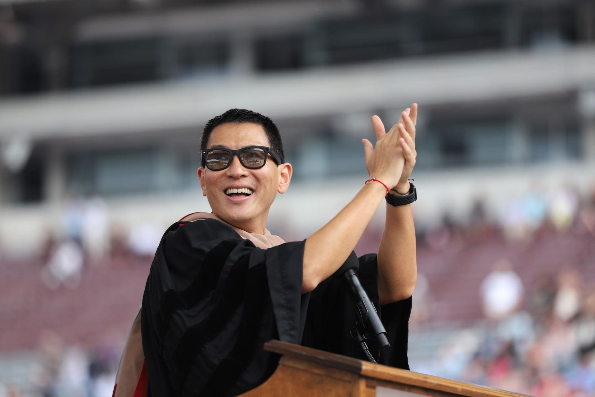 Social entrepreneur and Ohio State alum Christopher Pan delivered the spring 2024 commencement speech Sunday. Credit: Sebastian Petrou Griffith