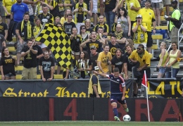 Courtesy of MCT New England Revolution midfielder Chris Tierney takes a corner kick against the Columbus Crew in unfriendly territory in Crew Stadium in Columbus, Ohio, Saturday, July 20, 2013. The Revolution scored two goals in stoppage time to win the match, 2-0.