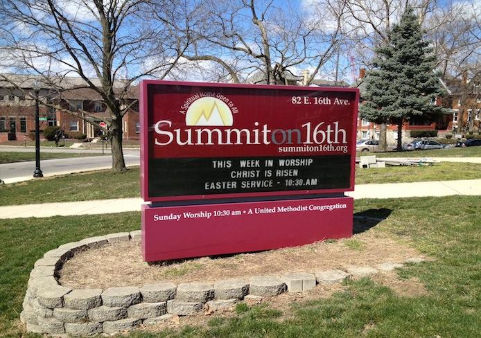 The sign outside of Summit on 16th, located at 82 E. 16th Ave. Credit: Logan Hickman / For The Lantern