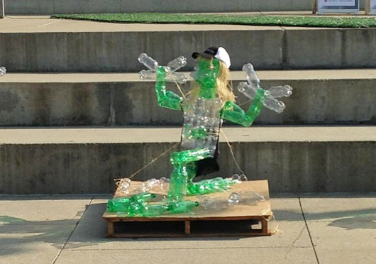 The Sports and Wellness Scholars' winning sculpture at the Art of Recycling competition Wednesday. Credit: Courtesy of Kalika Litwin 