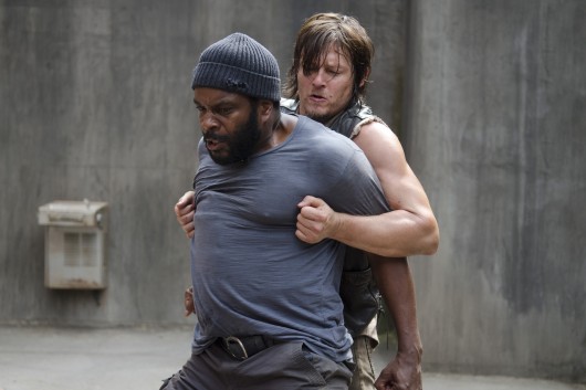Tyreese (Chad Coleman), left, and Daryl Dixon (Norman Reedus) in a scene from Season 4 Episode 3 of 'The Walking Dead.'