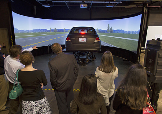 The OSU Driving Simulation Laboratory, located at 1305 Kinnear Road, is set to be used as part of a $4.3M grant to research crash imminent situations and vehicle safety. Credit: Courtesy of Janet Weisenberger
