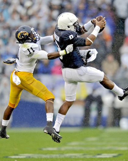 Penn State junior wide receiver Allen Robinson (8) makes a catch during a game against Kent State at Beaver Stadium Sept. 21, 2013. Penn State won, 34-0. Credit: Courtesy of MCT