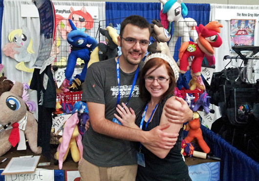 Bronies Cory Page (left) and Jessie Steltz, pose for a picture for 5th-year in criminology, Ian Yanai, at BronyCon in Baltimore.  Credit: Courtesy of Ian Yanai 