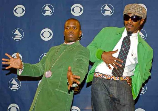 Big Boi, left, and Andre of OutKast pose at the 46th Annual Grammy Awards Feb. 8, 2004. Rumors have been going around that the group might reunite in 2014 for the Coachella Festival.  Credit: Courtesy of MCT 