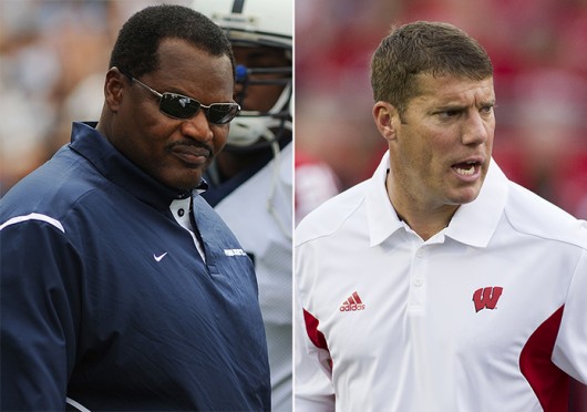 (Left) Former Penn State defensive line coach Larry Johnson is reported to be coming to OSU as a defensive coach. Courtesy of The Daily Collegiate  <br/> Arkansas defensive coordinator Chris Ash is reported to be coming to OSU as a defensive coach. Courtesy of Arkansas Athletic Department 