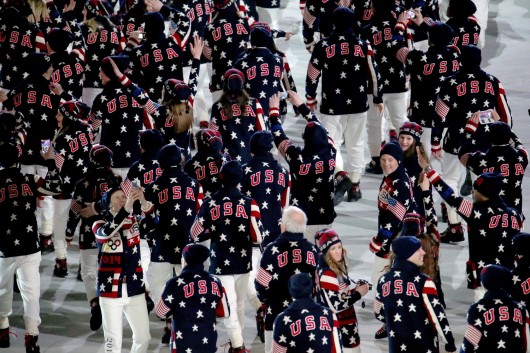 The United States team enters Fisht Olympic Stadium in Sochi, Russia, during the Opening Ceremony for the Winter Olympics Feb. 7. Credit: Courtesy of MCT