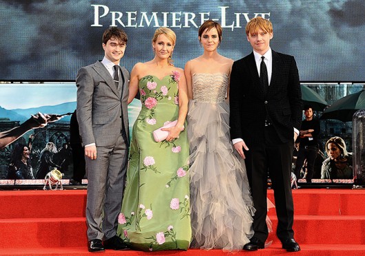 Daniel Radcliffe (left), JK Rowling, Emma Watson and Rupert Grint at the world premier of 'Harry Potter and the Deathly Hallows: Part 2' in Lonon July 7, 2011. Credit: Courtesy of MCT