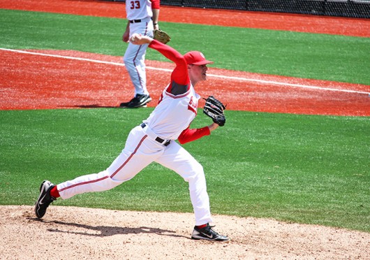 Then-sophomore pitcher John Kuchno (45) throws the ball during a game against Northwestern May 6, 2012, at Bill Davis Stadium. OSU won, 4-1. Credit: Shelby Lum / Photo editor