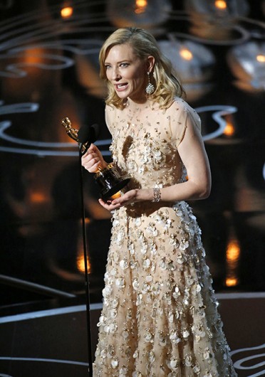 Cate Blanchett on stage during the 86th annual Academy Awards March 2 in Los Angeles. Credit: Courtesy of MCT