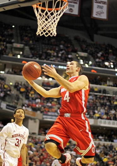 Senior guard Aaron Craft (4) looks towards the basket for a layup during a game against Nebraska in the Big Ten Tournament March 14. OSU won, 71-67. Credit: Shelby Lum / Photo editor