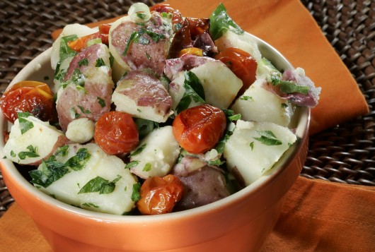 Potato salad with roasted tomato. Columbus man Zack 'Danger' Brown has launched a Kickstarter campaign with the aim of funding his first batch of potato salad.   Credit: Courtesy of MCT