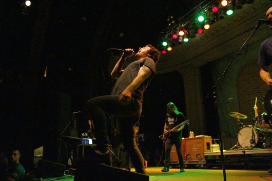 Lead singer Max Bemis of Say Anything performs with the band for a crowd at Newport Musical Hall on July 9. Credit: Mark Batke / Photo editor