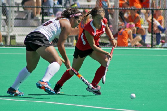Junior forward Peanut Johnson (3) goes for the ball during a game against Ball State on Sept. 14 at Buckeye Varsity Field. OSU won, 3-2, in overtime. Credit: Melissa Prax / Lantern photographer