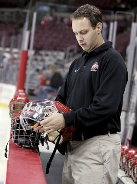 Tim Adams is in the midst of his 16th season as the full-time equipment manager for the OSU men’s hockey team, and 18th with the program overall. Credit: Courtesy of OSU athletics