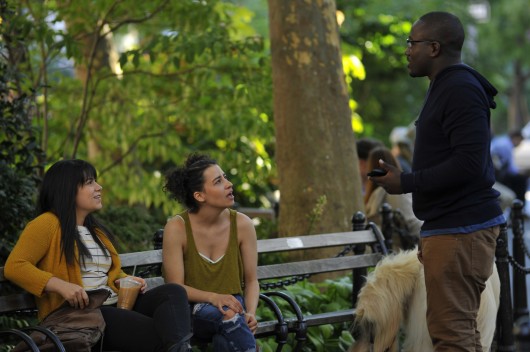 From left: Abbi Jacobson, Ilana Glazer and Hannibal Buress in a scene from Comedy Central's 'Broad City' Credit: Photo by Walter Thompson, courtesy of Comedy Central