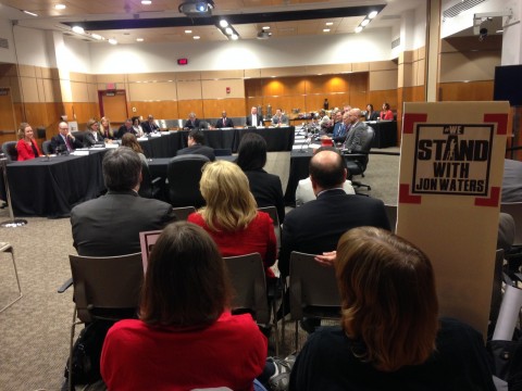 Ohio State's Board of Trustees met Friday at the Ross Heart Hospital — a meeting that came with protests from Jon Waters supporters. Credit: Daniel Bendtsen / Asst. arts editor
