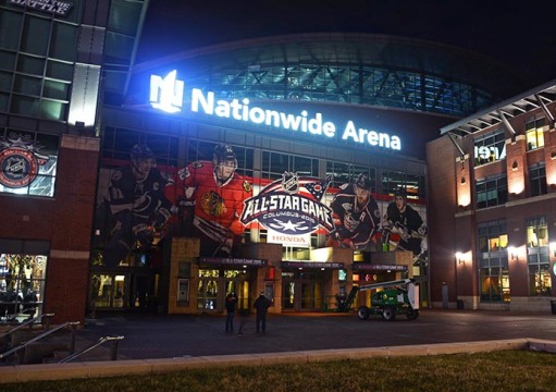 Nationwide Arena in downtown Columbus on Jan. 20. Nationwide Arena, home of the NHL's Columbus Blue Jackets, is set to host the NHL All-Star Game on Jan. 25. Credit: Kevin Stankiewicz / Lantern reporter